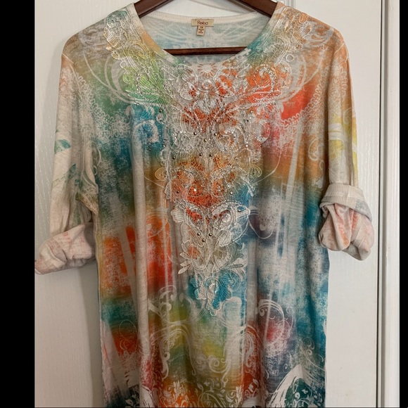 Reba Multicolored Rhinestone Top - Picture 3 of 7
